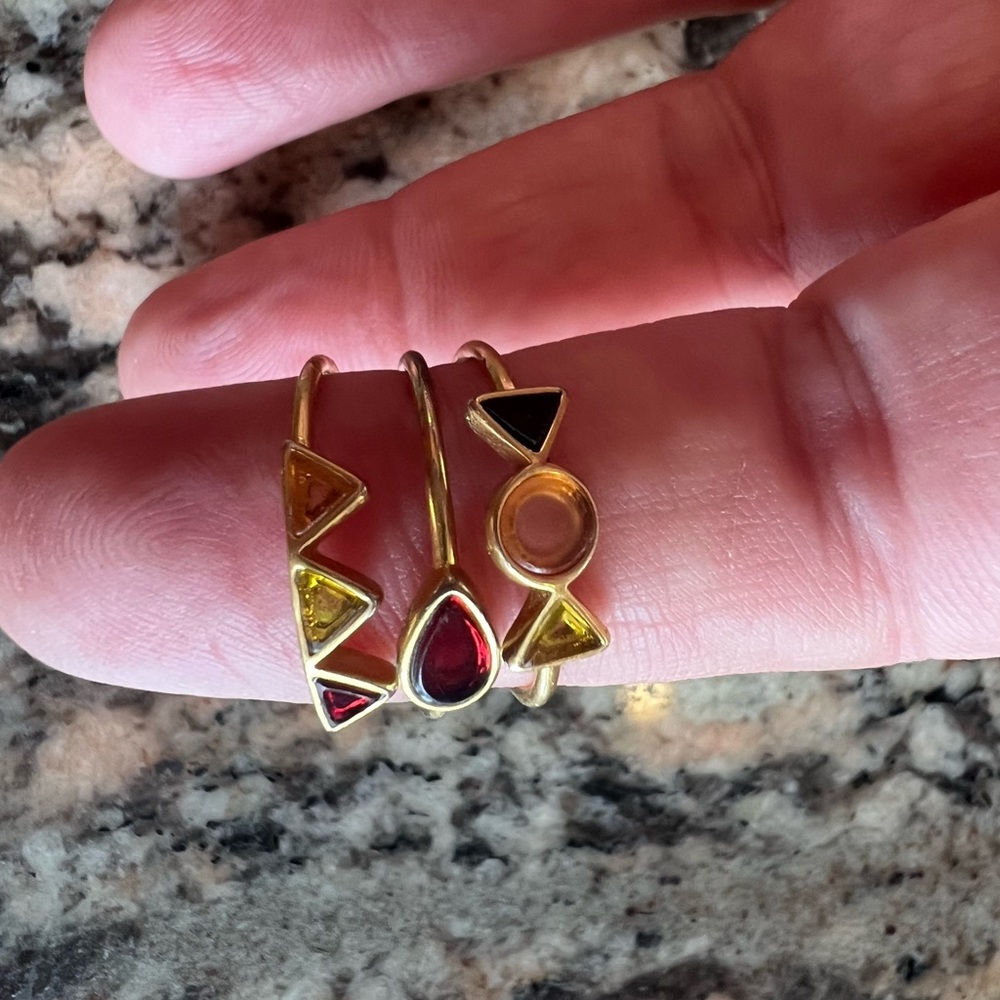 Madewell Gold and Multicolor Geometric Rings Set